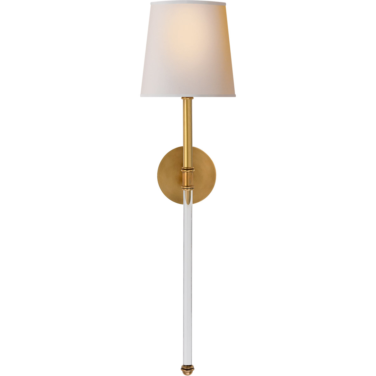 Visual Comfort Signature Collection SK2017HAB-NP Suzanne Kasler Camille 1 Light 7.5 inch Hand-Rubbed Antique Brass Tail Sconce Wall Light in Natural P