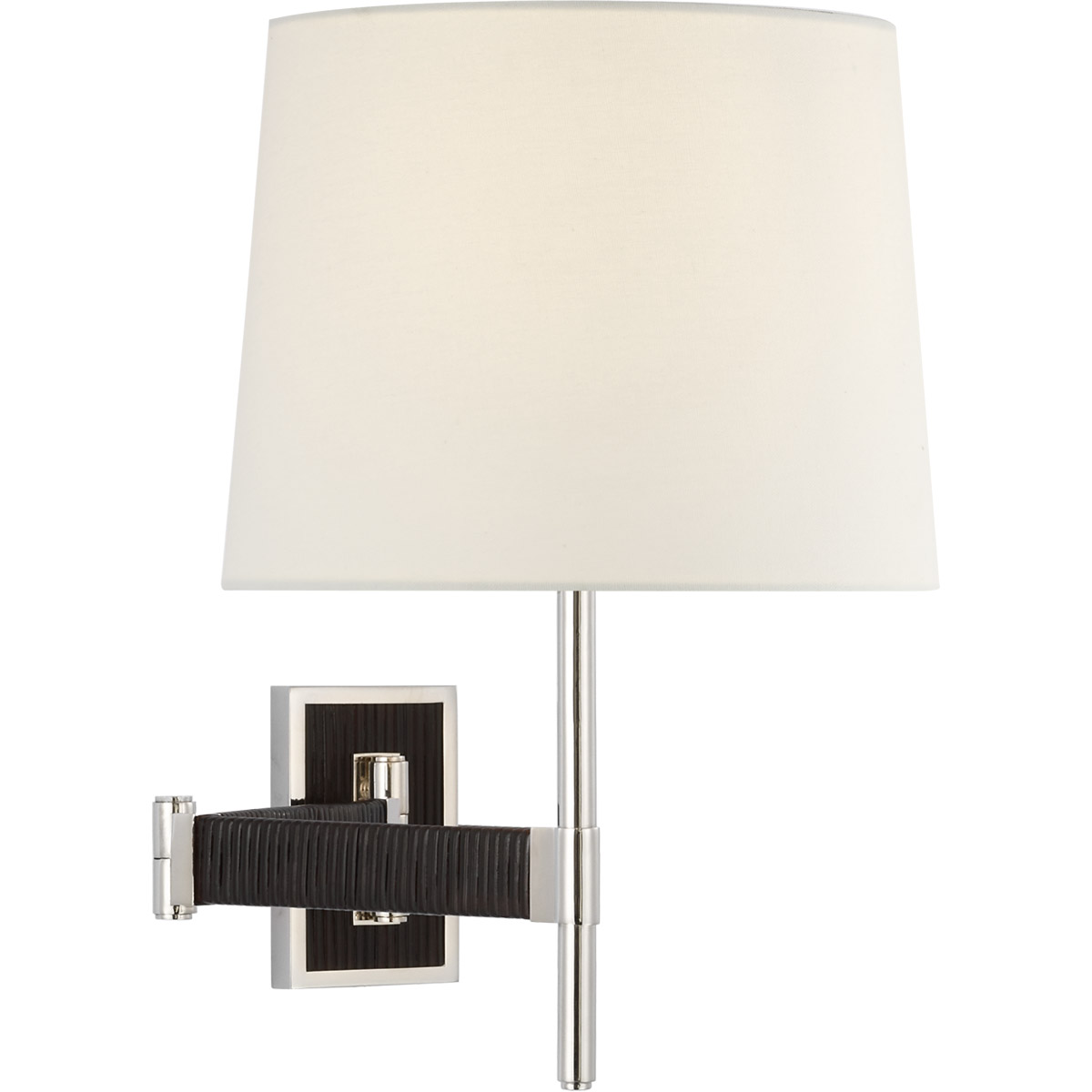 Visual Comfort Signature Collection SK2556PN/BRT-L Suzanne Kasler Elle 22.25 inch 15 watt Polished Nickel and Black Rattan Swing Arm Sconce Wall Light