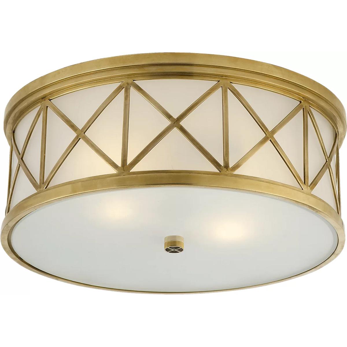 Visual Comfort Signature Collection SK4011HAB-FG Suzanne Kasler Montpelier 3 Light 16 inch Hand-Rubbed Antique Brass Flush Mount Ceiling Light, Large