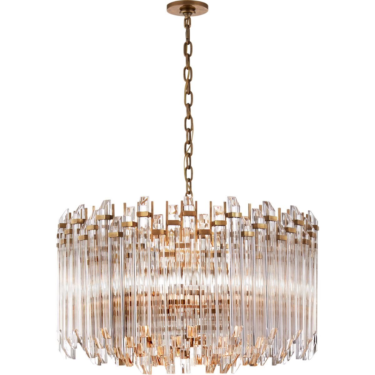 Visual Comfort Signature Collection SK5421HAB-CA Suzanne Kasler Adele 4 Light 28.25 inch Hand-Rubbed Antique Brass with Clear Acrylic Drum Chandelier