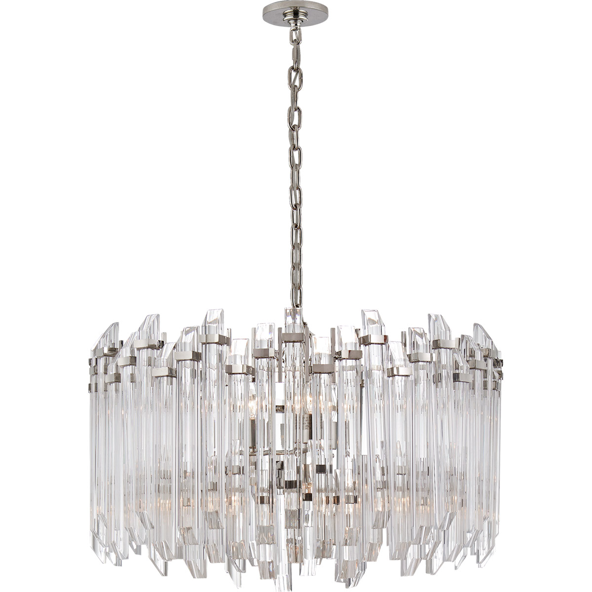 Visual Comfort Signature Collection SK5421PN-CA Suzanne Kasler Adele 4 Light 28.25 inch Polished Nickel with Clear Acrylic Drum Chandelier Ceiling Lig