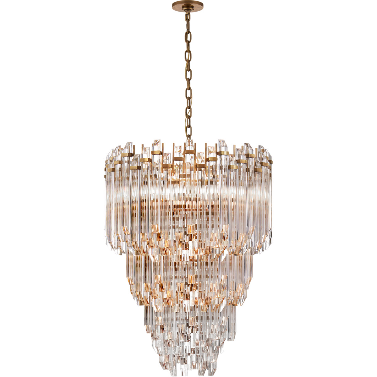 Visual Comfort Signature Collection SK5423HAB-CA Suzanne Kasler Adele 12 Light 24 inch Hand-Rubbed Antique Brass with Clear Acrylic Three-Tier Waterfa
