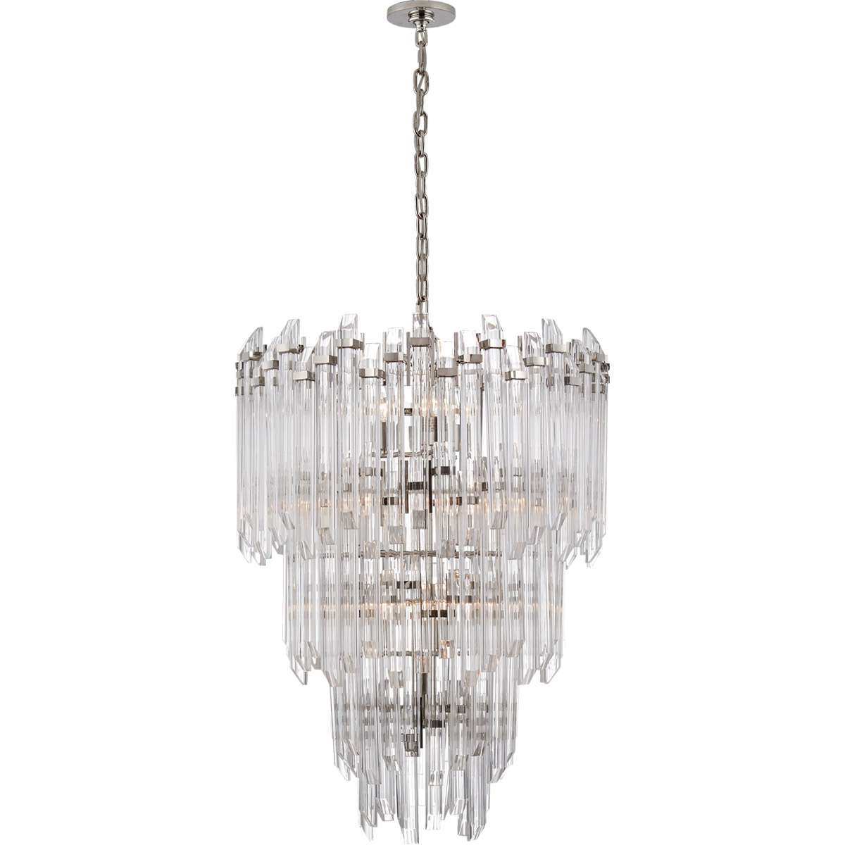 Visual Comfort Signature Collection SK5423PN-CA Suzanne Kasler Adele 12 Light 24 inch Polished Nickel with Clear Acrylic Three-Tier Waterfall Chandeli