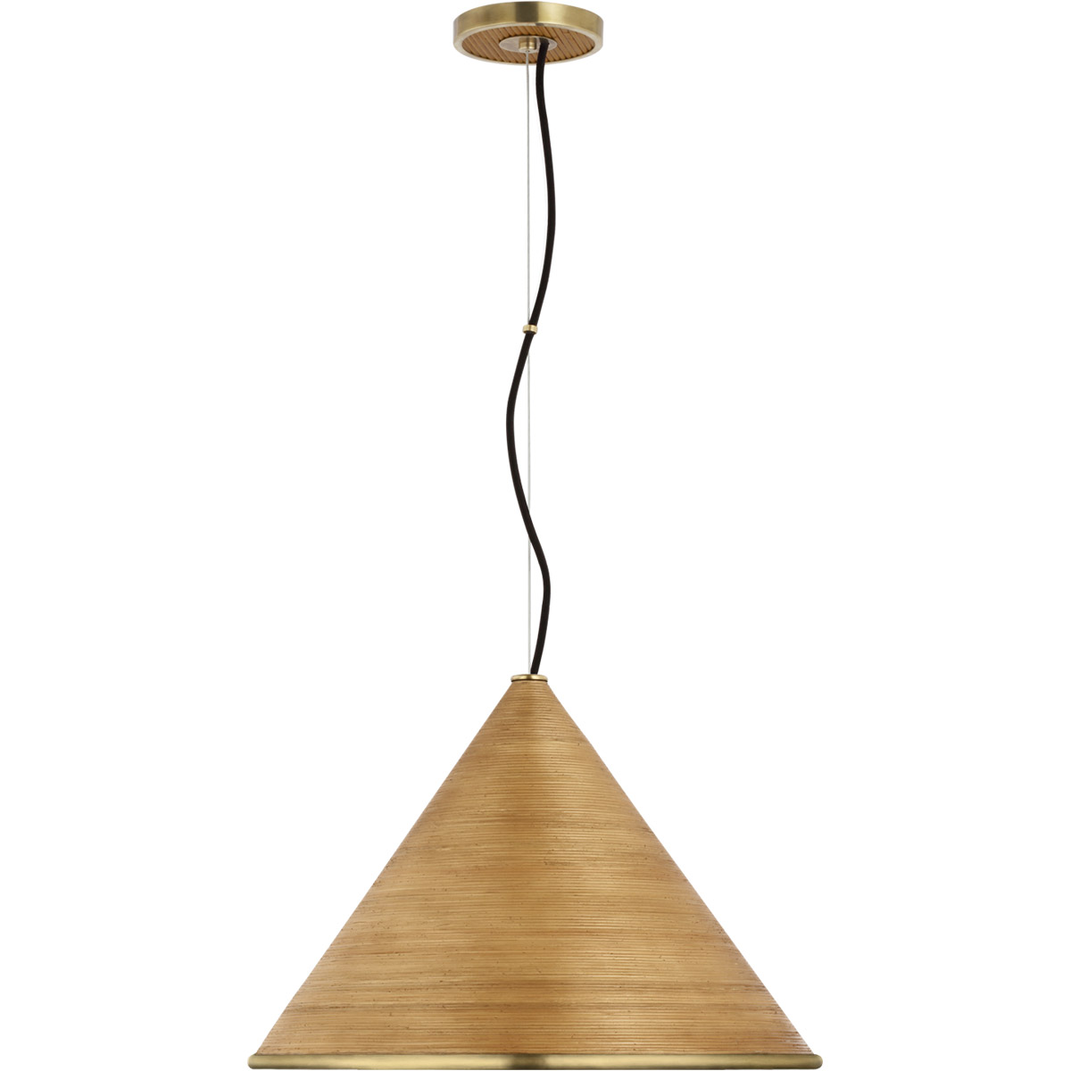 Visual Comfort Signature Collection SK5558HAB-DRT Suzanne Kasler Reine LED 18.75 inch Hand-Rubbed Antique Brass Pendant Ceiling Light in Dark Rattan,
