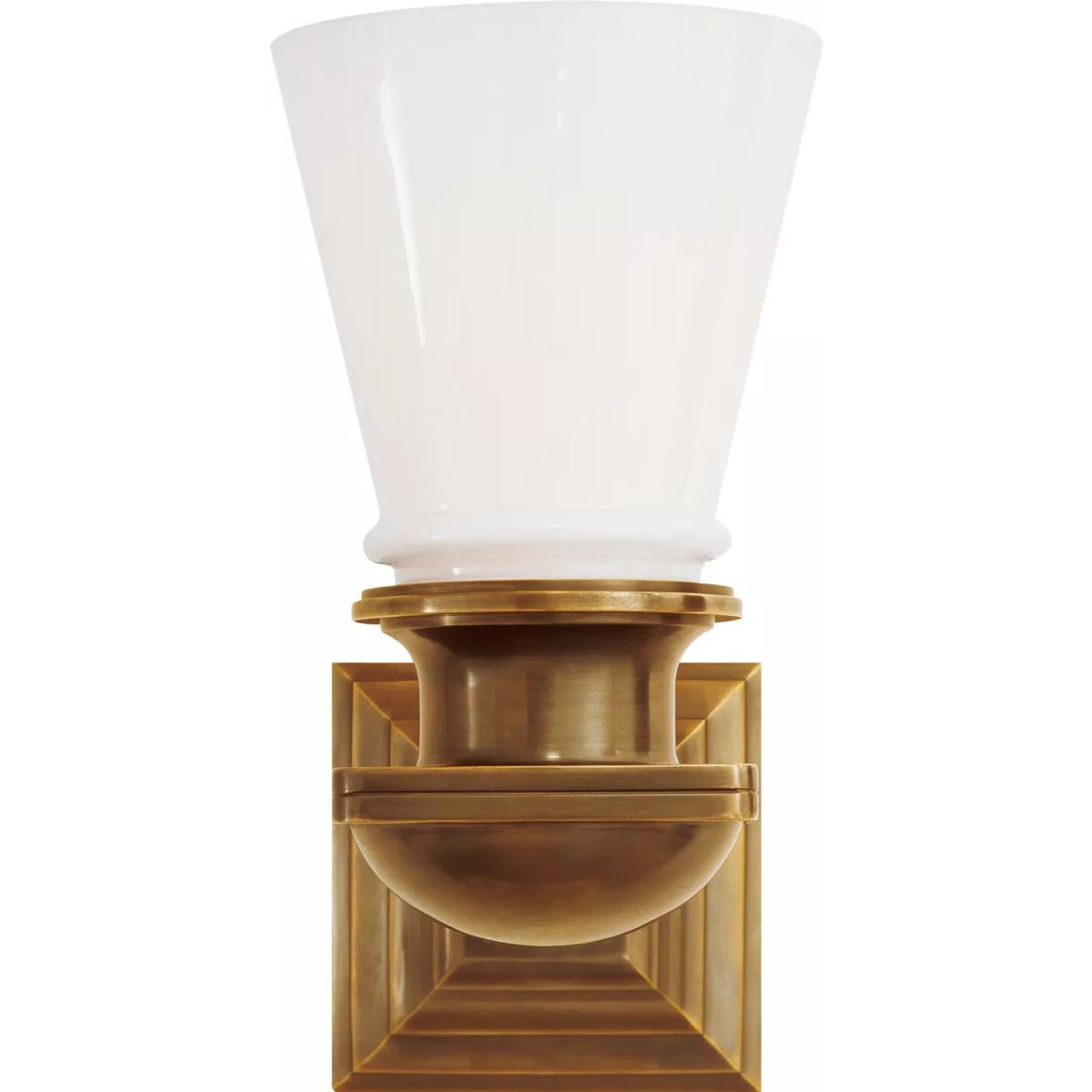 Visual Comfort Signature Collection SL2151HAB-WG Chapman & Myers Ny Subway 1 Light 5 inch Hand-Rubbed Antique Brass Single Bath Light Wall Light