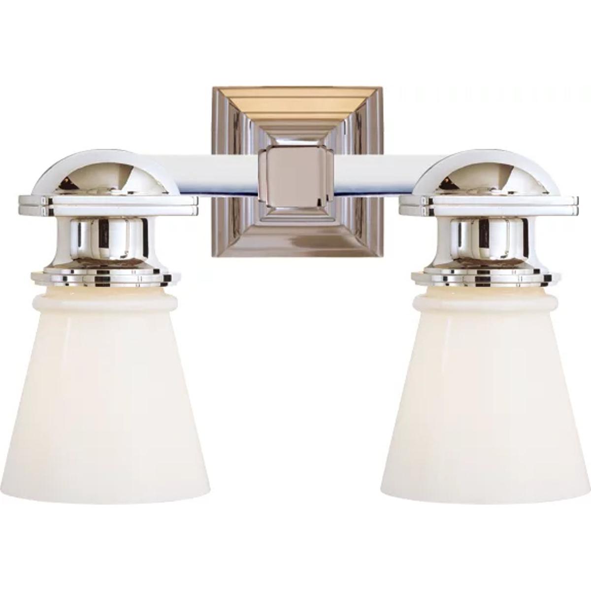 Visual Comfort Signature Collection SL2152CH-WG Chapman & Myers Ny Subway 2 Light 14 inch Chrome Double Bath Light Wall Light