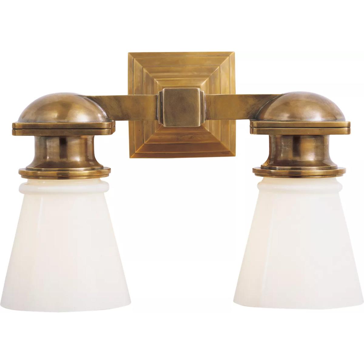 Visual Comfort Signature Collection SL2152HAB-WG Chapman & Myers Ny Subway 2 Light 14 inch Hand-Rubbed Antique Brass Double Bath Light Wall Light