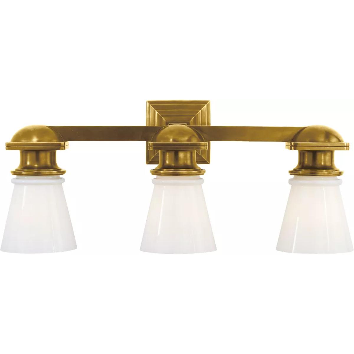 Visual Comfort Signature Collection SL2153HAB-WG Chapman & Myers Ny Subway 3 Light 22.75 inch Hand-Rubbed Antique Brass Triple Bath Light Wall Light
