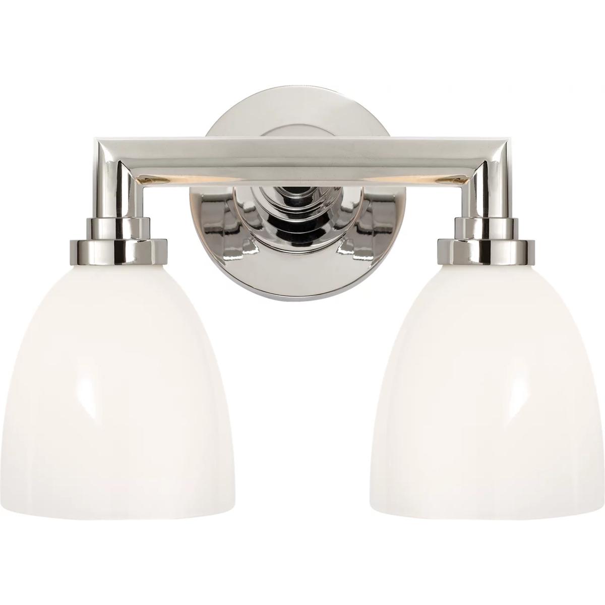 Lighting New York R-SL2842PN-WG Visual Comfort Signature Collection Chapman & Myers Wilton2 2 Light 13 inch Polished Nickel Double Bath Light Wall Lig