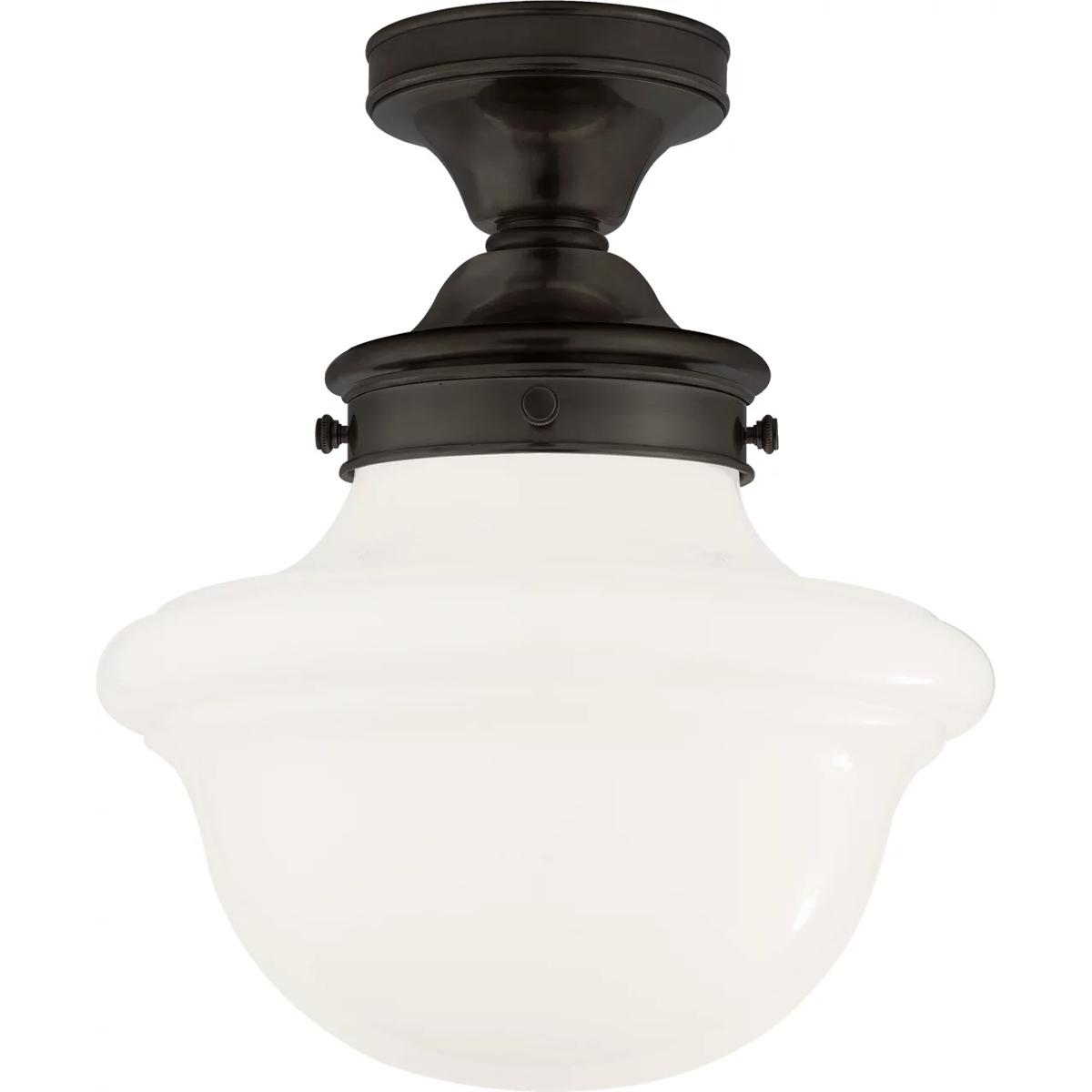 Visual Comfort Signature Collection SL4121BZ-WG Chapman & Myers Edmond 1 Light 14.5 inch Bronze Flush Mount Ceiling Light