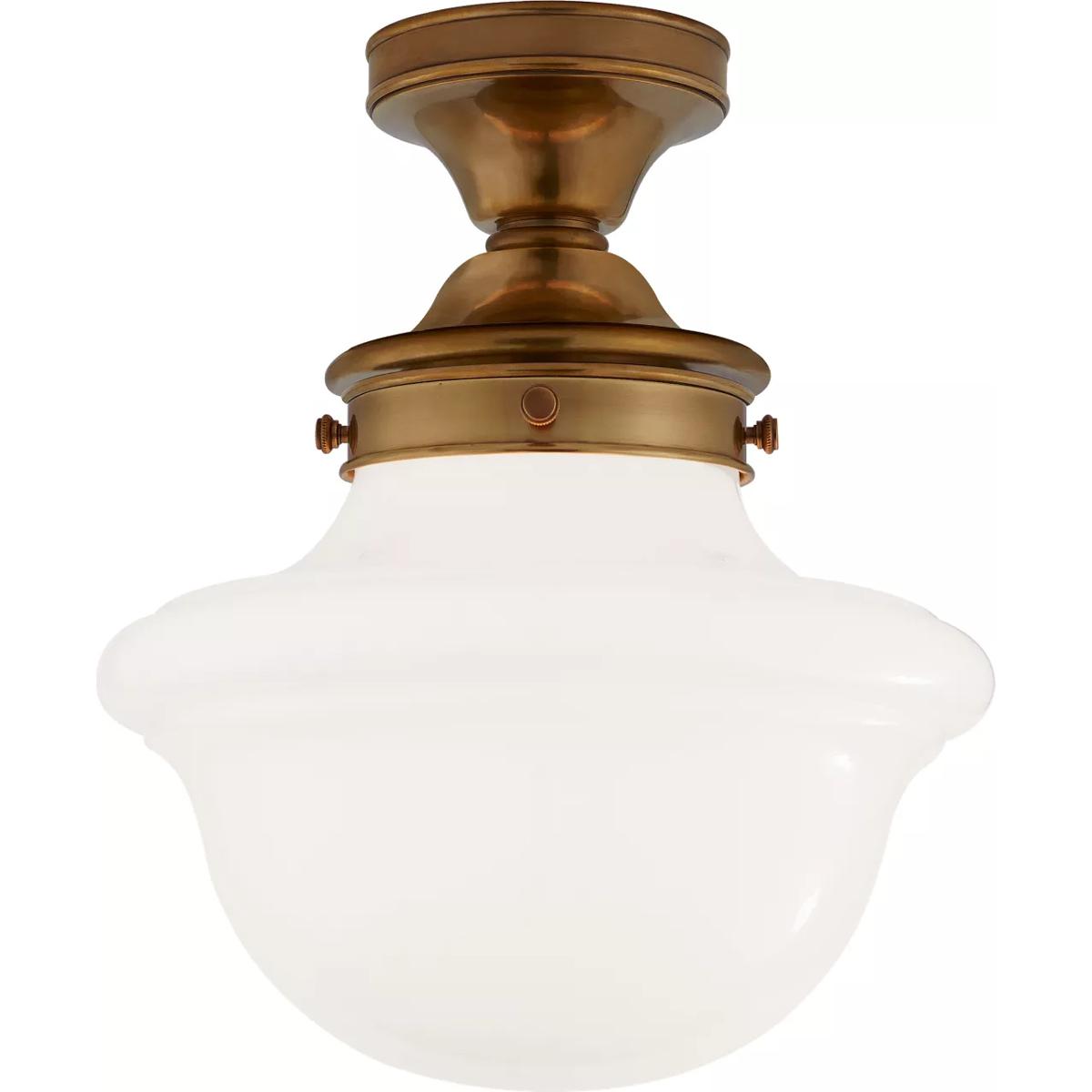 Visual Comfort Signature Collection SL4121HAB-WG Chapman & Myers Edmond 1 Light 14.5 inch Hand-Rubbed Antique Brass Flush Mount Ceiling Light
