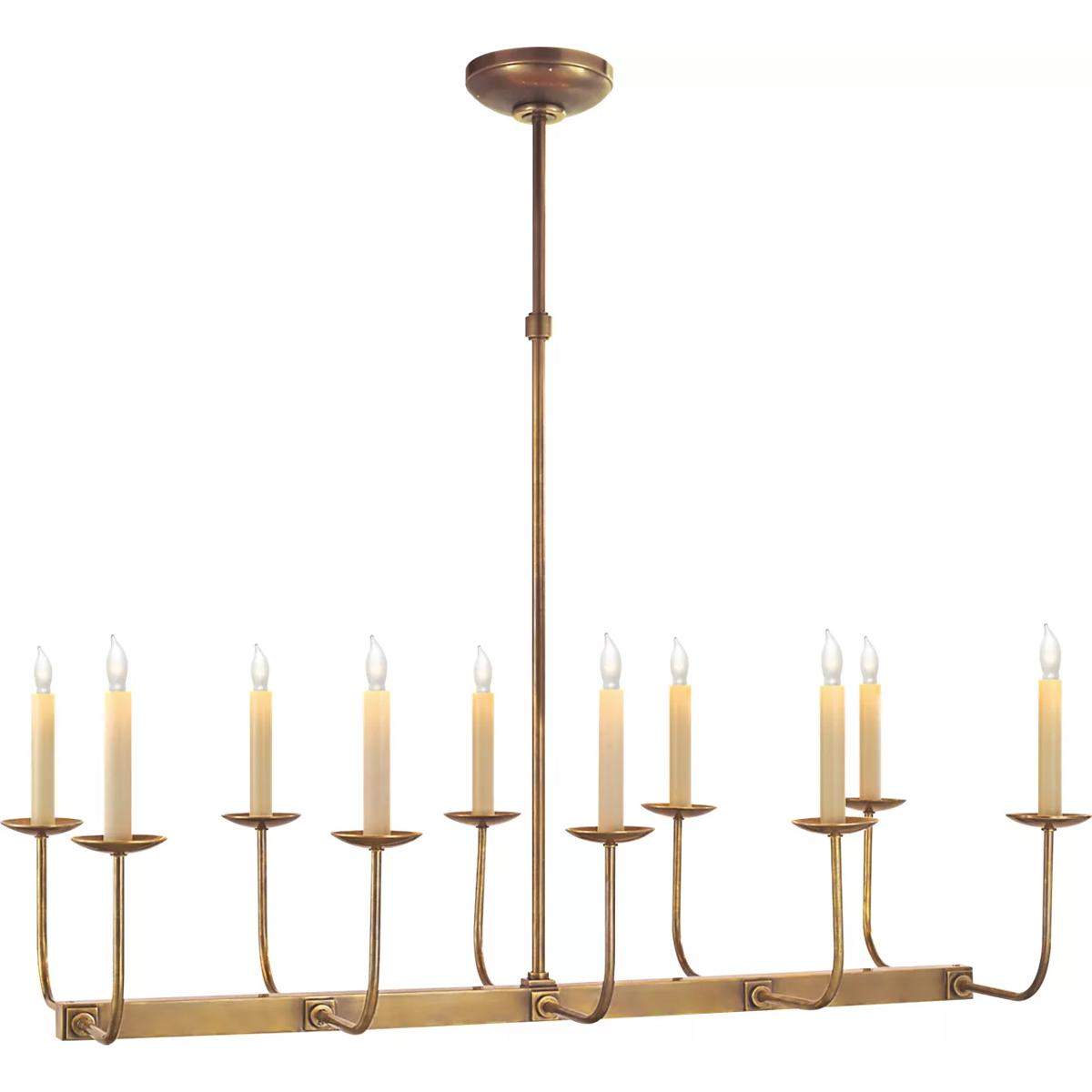 Visual Comfort Signature Collection SL5863HAB Chapman & Myers Linear Branched 10 Light 35 inch Hand-Rubbed Antique Brass Linear Chandelier Ceiling Lig