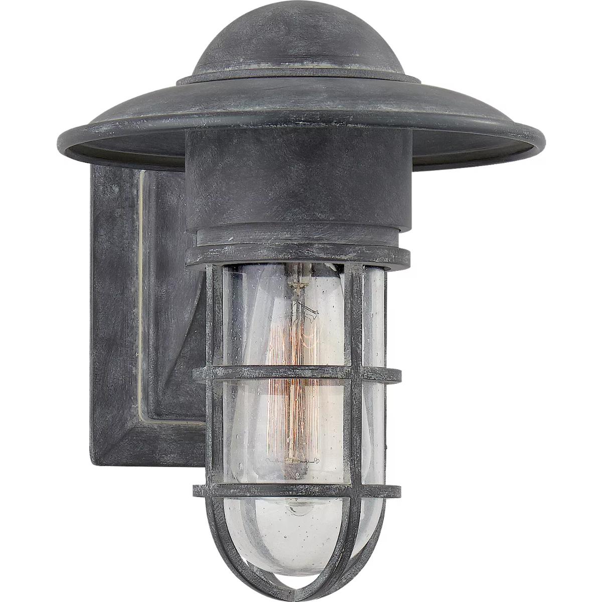 Visual Comfort Signature Collection SLO2001WZ-SG Chapman & Myers Marine2 1 Light 10.5 inch Weathered Zinc Outdoor Wall Light in Seeded Glass