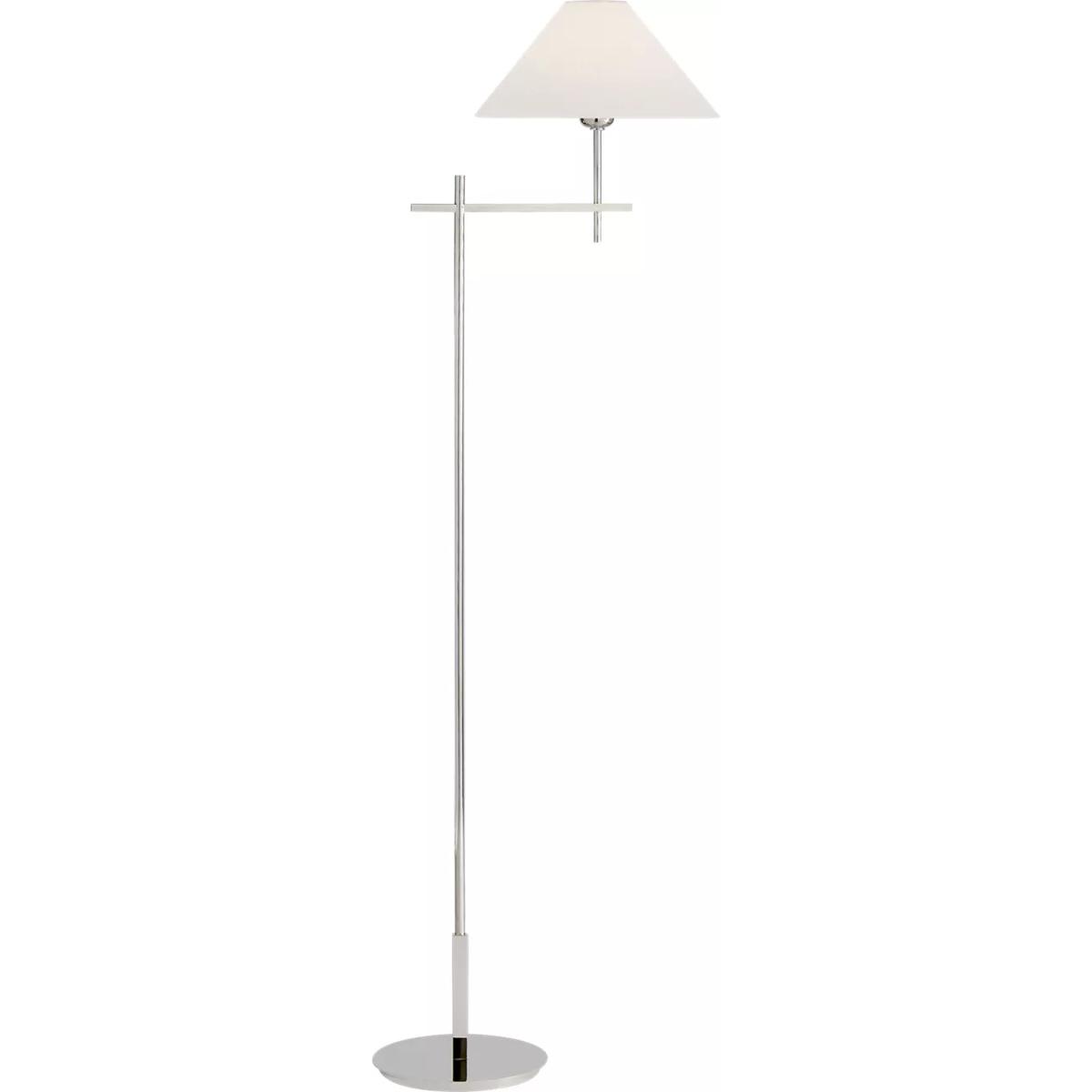 Visual Comfort Signature Collection SP1023PN-L J. Randall Powers Hackney 52 inch 40 watt Polished Nickel Bridge Arm Floor Lamp Portable Light in Linen