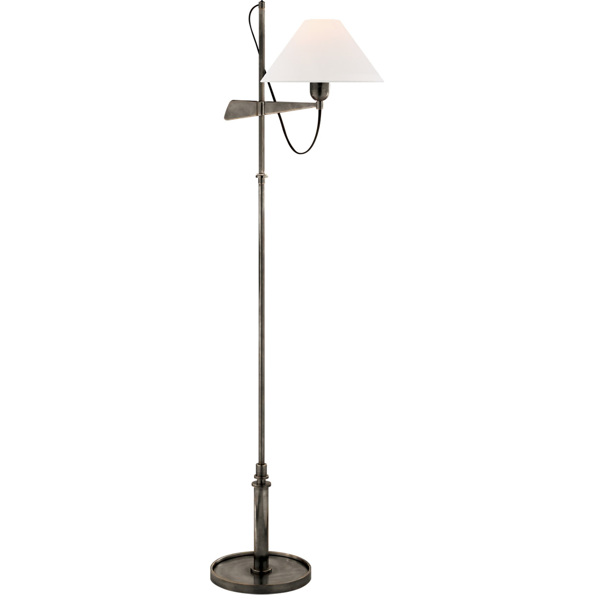 Visual Comfort Signature Collection SP1505BZ-L J. Randall Powers Hargett 50 inch 60 watt Bronze Bridge Arm Floor Lamp Portable Light in Linen