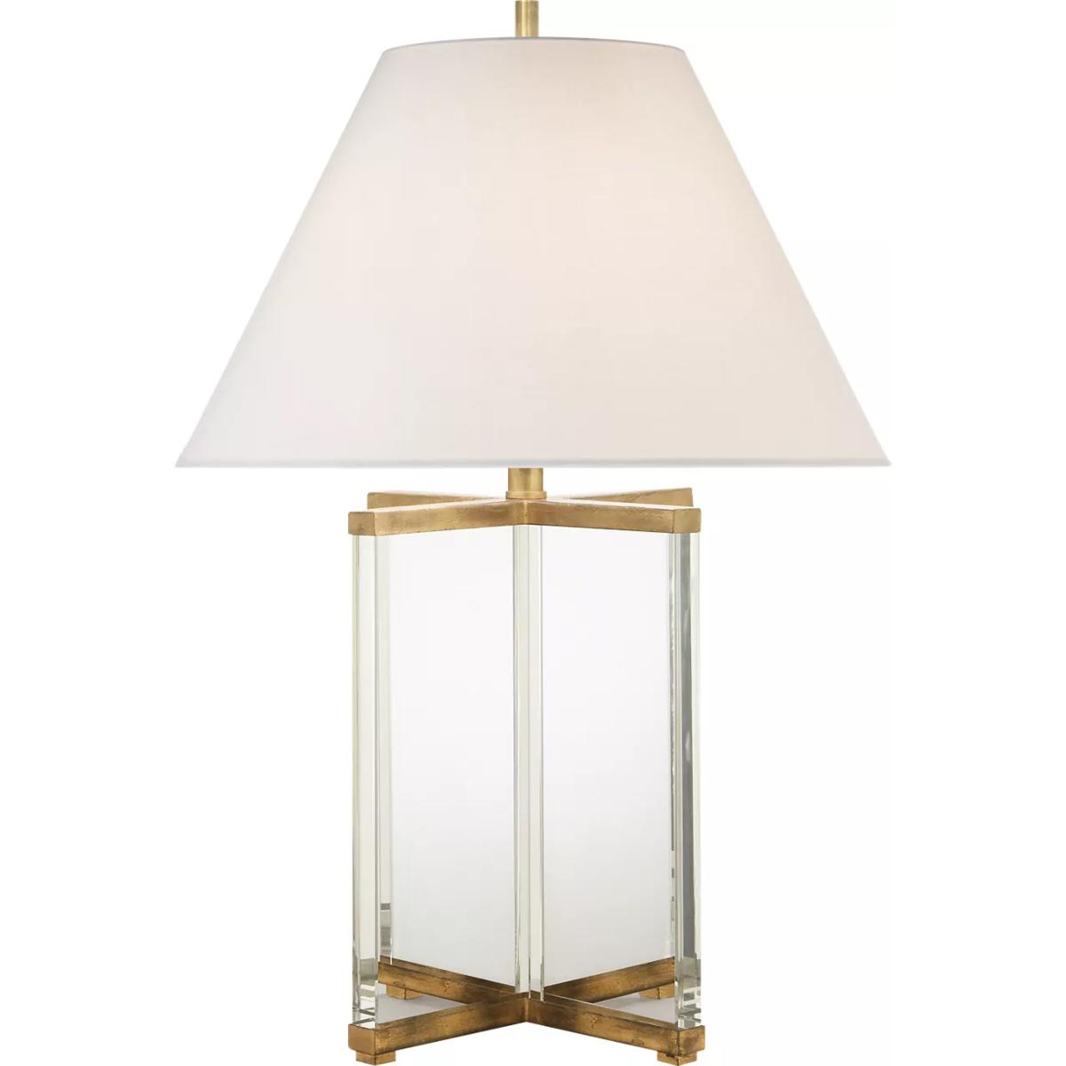 Visual Comfort Signature Collection SP3005CG/GI-L J. Randall Powers Cameron 28 inch 150 watt Crystal with Gild Table Lamp Portable Light in Linen