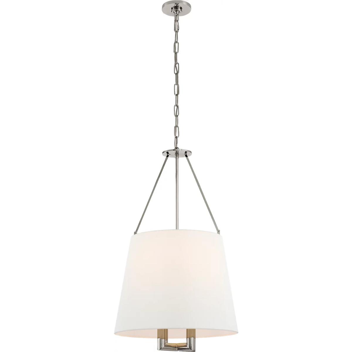 Visual Comfort Signature Collection SP5020PN-L J. Randall Powers Dalston 4 Light 21.25 inch Polished Nickel Hanging Shade Ceiling Light in Linen