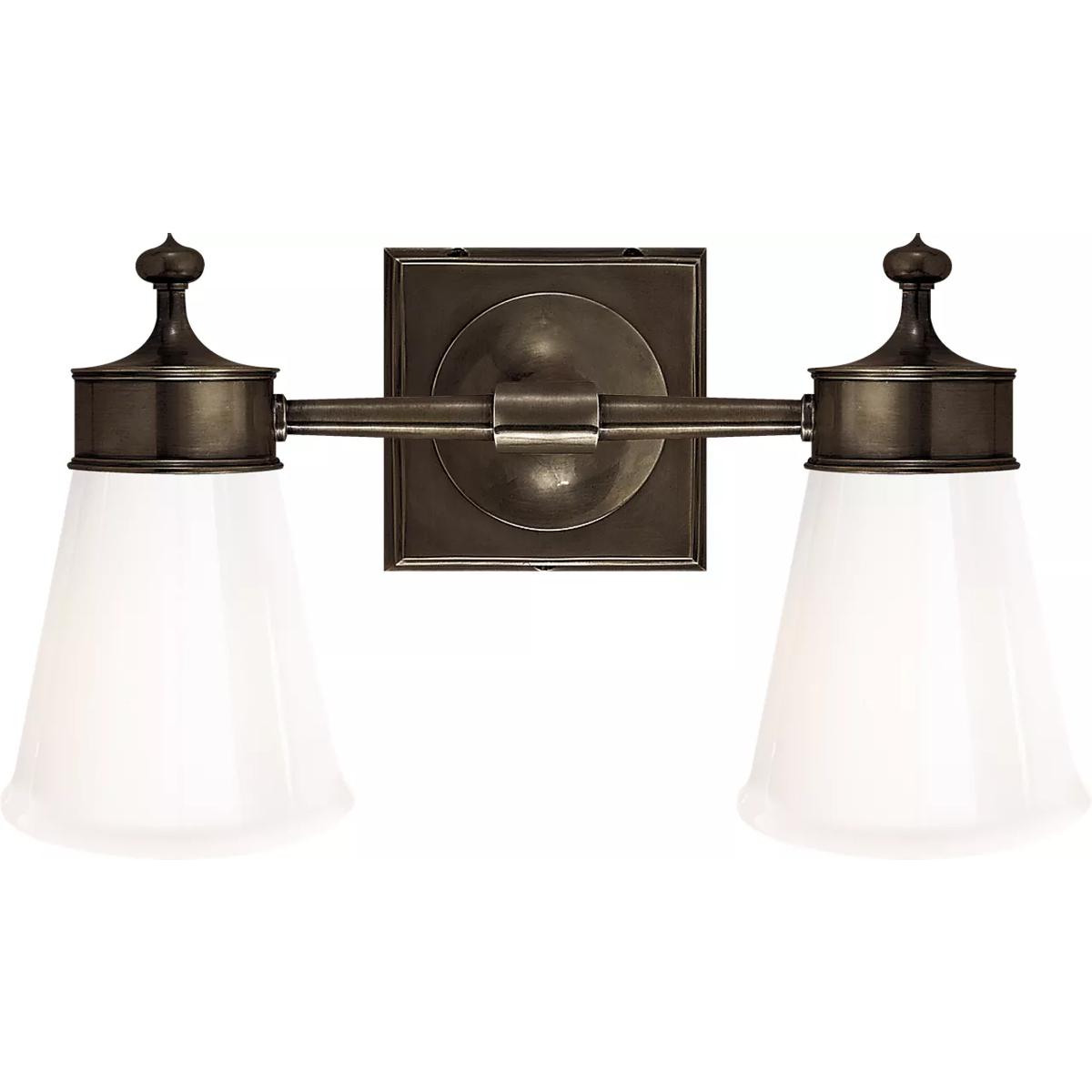 Visual Comfort Signature Collection SS2002BZ-WG Siena 2 Light 15 inch Bronze Double Bath Sconce Wall Light