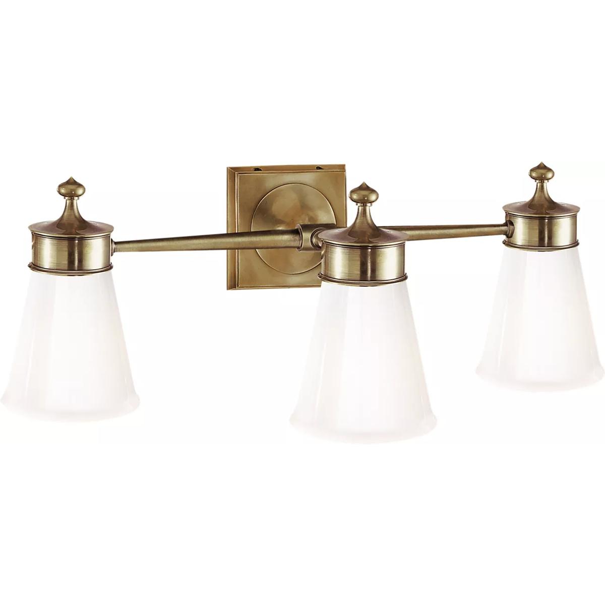 Visual Comfort Signature Collection SS2003HAB-WG Siena 3 Light 23 inch Hand-Rubbed Antique Brass Triple Bath Sconce Wall Light