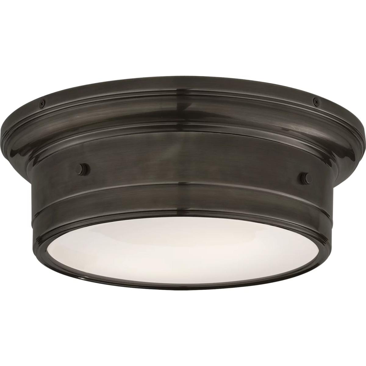 Lighting New York R-SS4015BZ-WG Visual Comfort Studio Small Siena Flush Mount in Bronze with White Flat Glass SS4015BZ-WG - Open Box