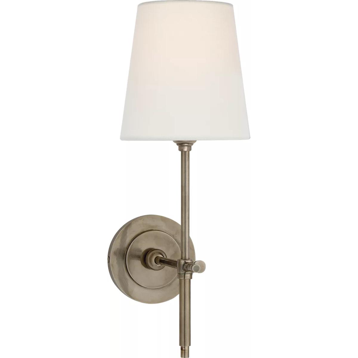 Visual Comfort Signature Collection TOB2002AN-L Thomas O'Brien Bryant 1 Light 5.5 inch Antique Nickel Sconce Wall Light in Linen