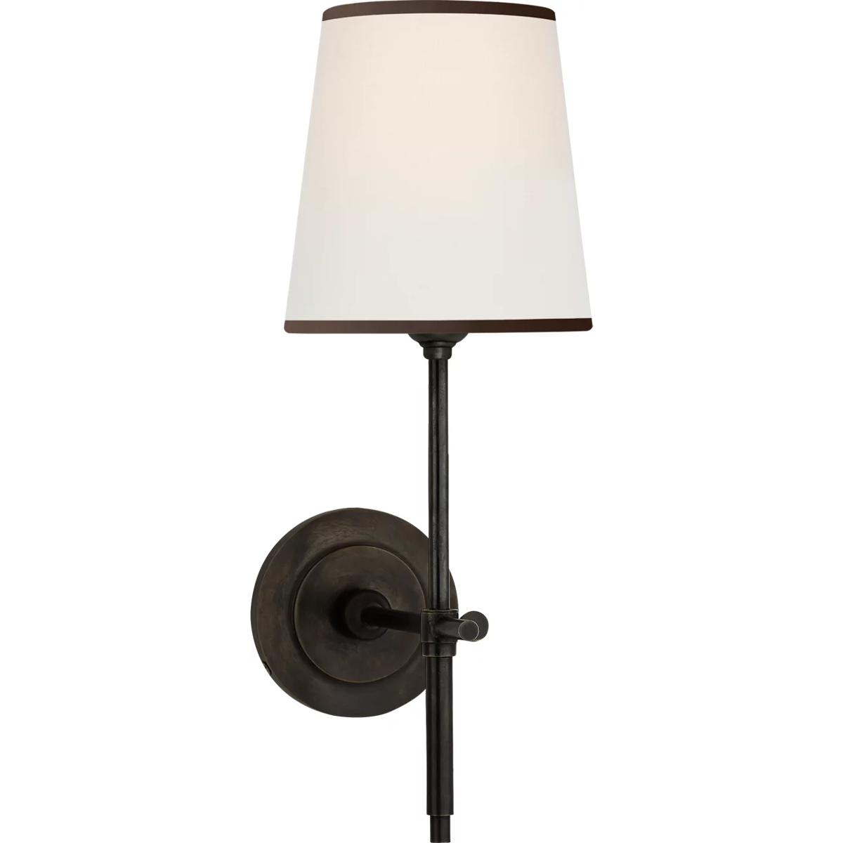 Visual Comfort Signature Collection TOB2002BZ-L/BT Thomas O'Brien Bryant 1 Light 5.5 inch Bronze Sconce Wall Light in Linen with Black Trim