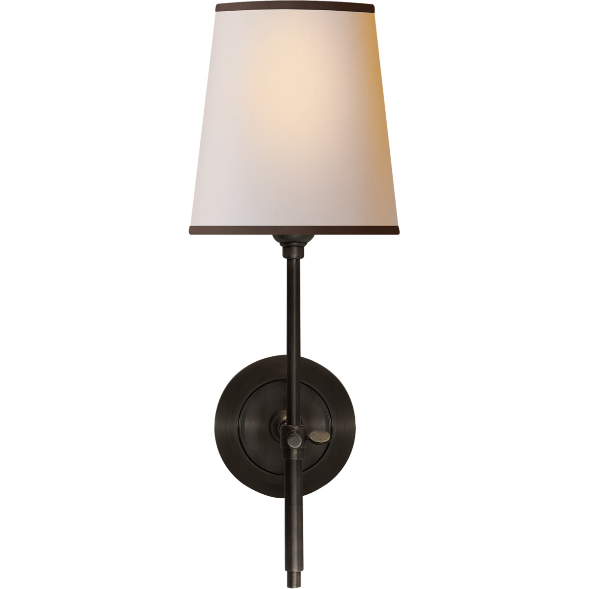 Visual Comfort Signature Collection TOB2002BZ-NP/BT Thomas O'Brien Bryant 1 Light 5.5 inch Bronze Sconce Wall Light in Natural Paper with Black Trim