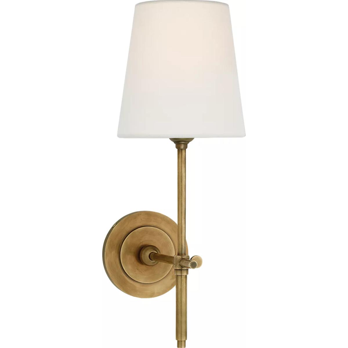 Visual Comfort Signature Collection TOB2002HAB-L Thomas O'Brien Bryant 1 Light 5.5 inch Hand-Rubbed Antique Brass Sconce Wall Light in Linen