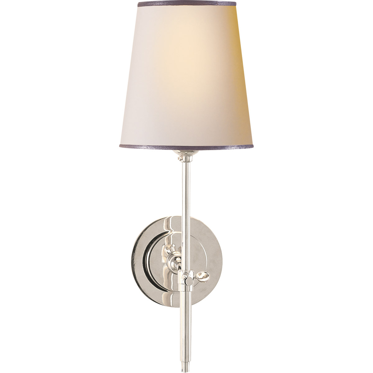 Visual Comfort Signature Collection TOB2002PN-NP/ST Thomas O'Brien Bryant 1 Light 5.5 inch Polished Nickel Sconce Wall Light in Natural Paper with Sil