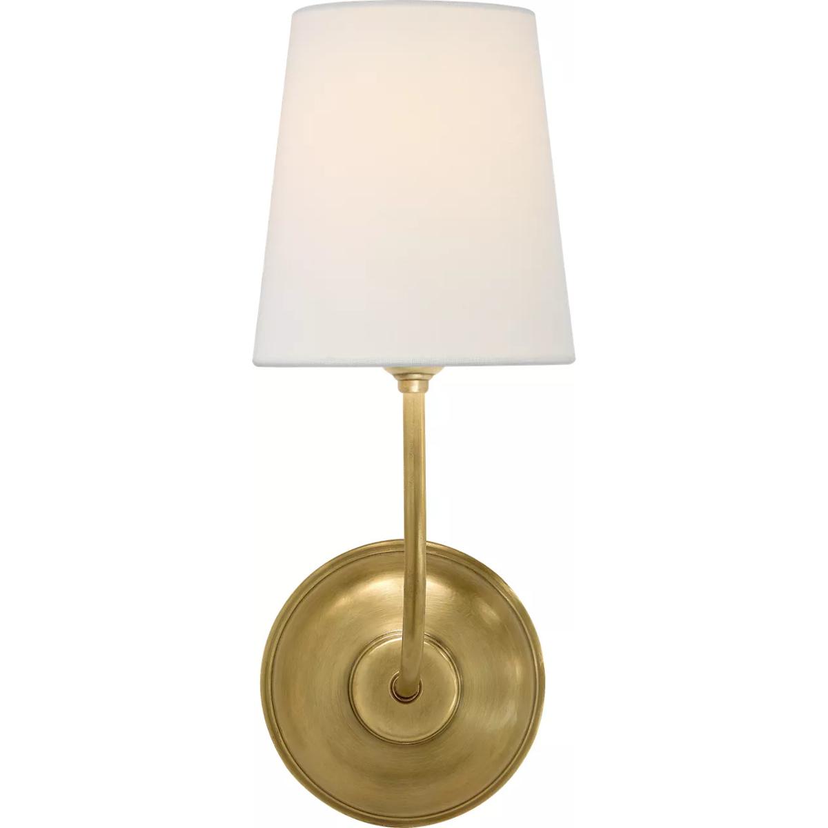 Visual Comfort Signature 14-in Vendome Wall Sconce, Hand-Rubbed Antique Brass/Linen Shade | TOB2007HAB-L