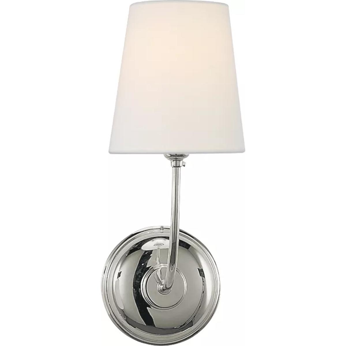 Visual Comfort Signature Collection TOB2007PN-L Thomas O'Brien Vendome 1 Light 5.5 inch Polished Nickel Single Sconce Wall Light in Linen
