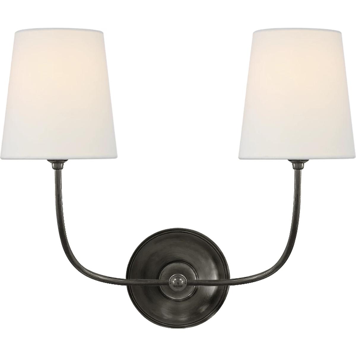 Lighting New York R-TOB2008BZ-L Visual Comfort Signature Collection Thomas O'Brien Vendome 2 Light 18 inch Bronze Double Sconce Wall Light in Linen TO