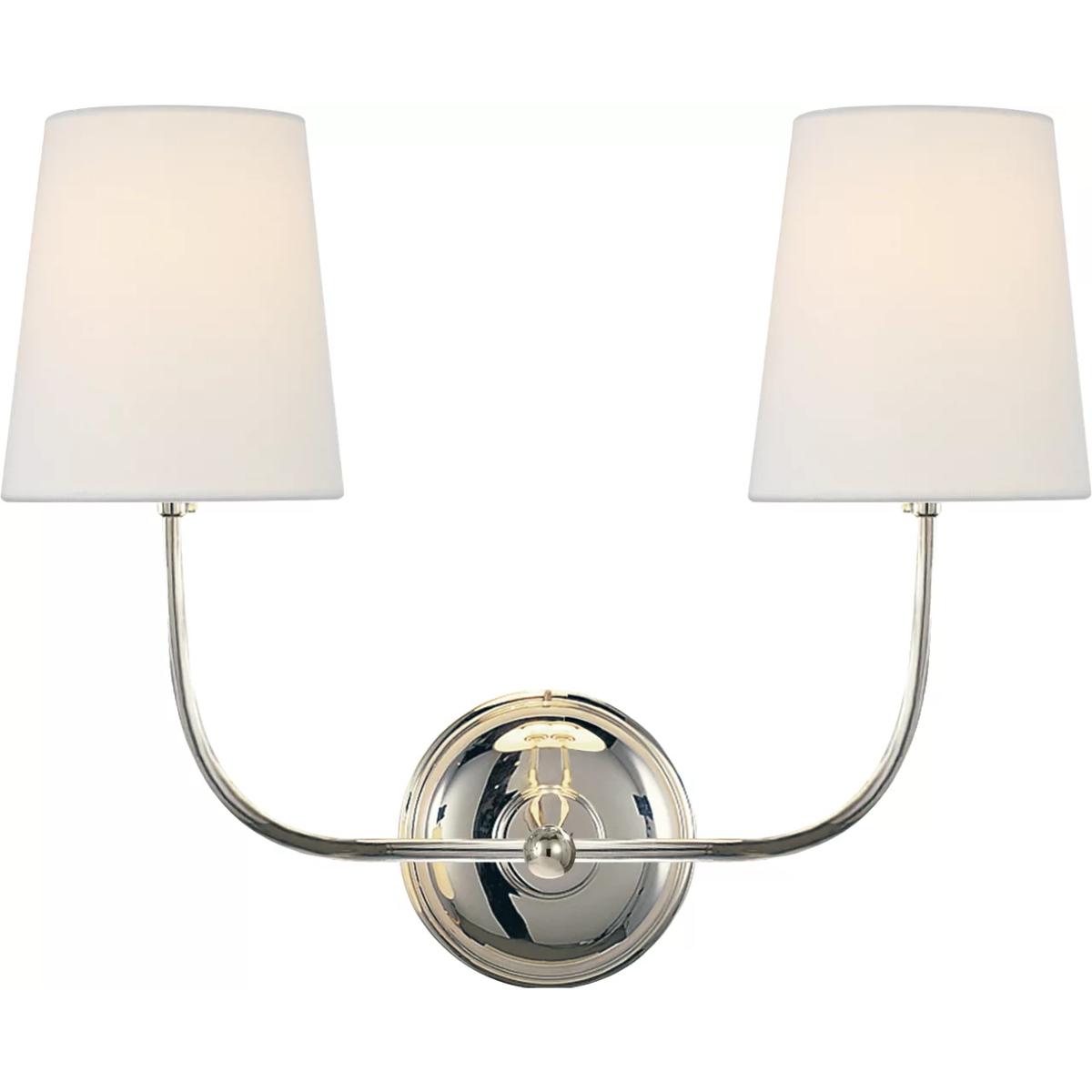 Lighting New York TOB2008PN-L Visual Comfort Signature Collection Thomas O'Brien Vendome 2 Light 18 inch Polished Nickel Double Sconce Wall Light in L