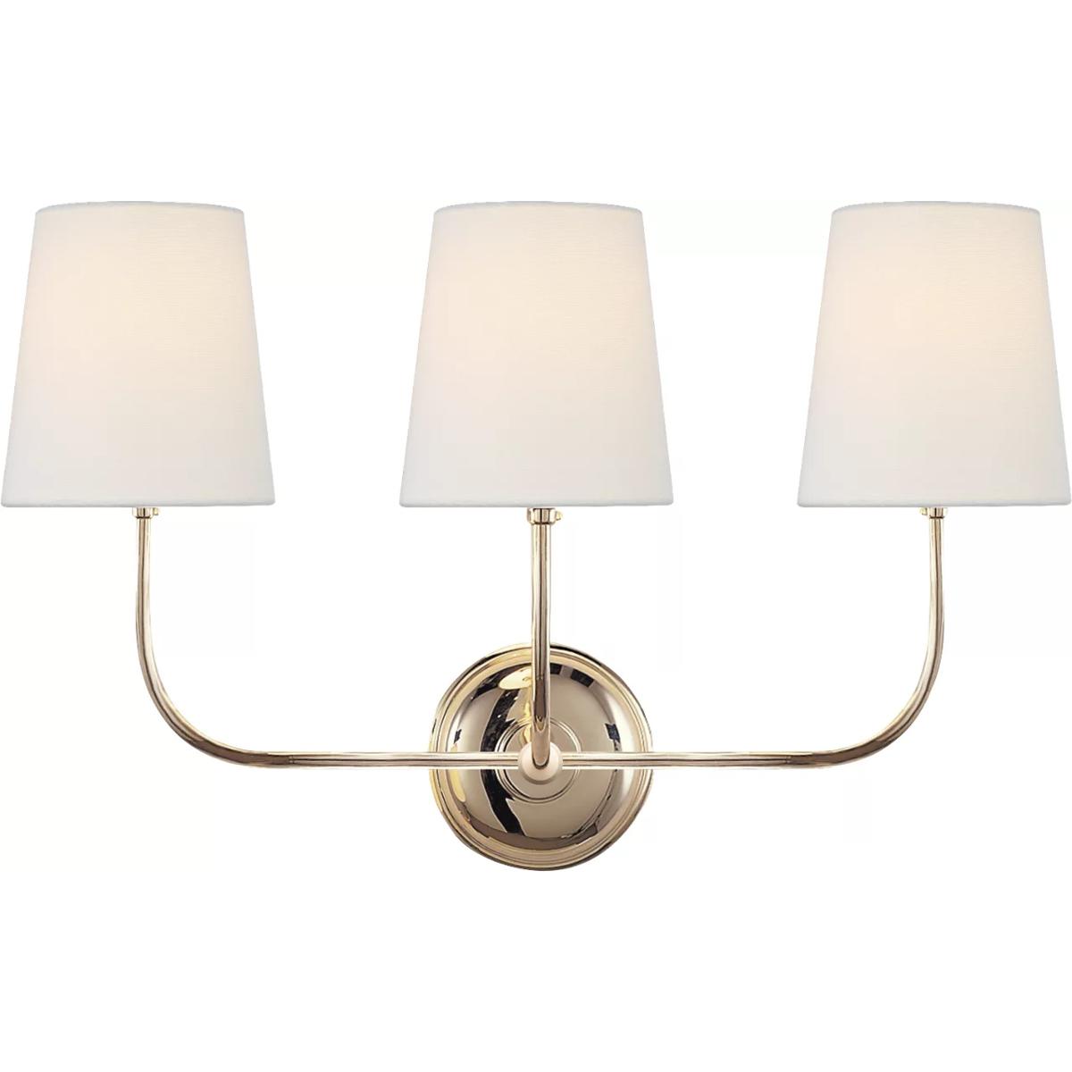 Visual Comfort Signature Collection TOB2009PN-L Thomas O'Brien Vendome 3 Light 22 inch Polished Nickel Triple Sconce Wall Light in Linen