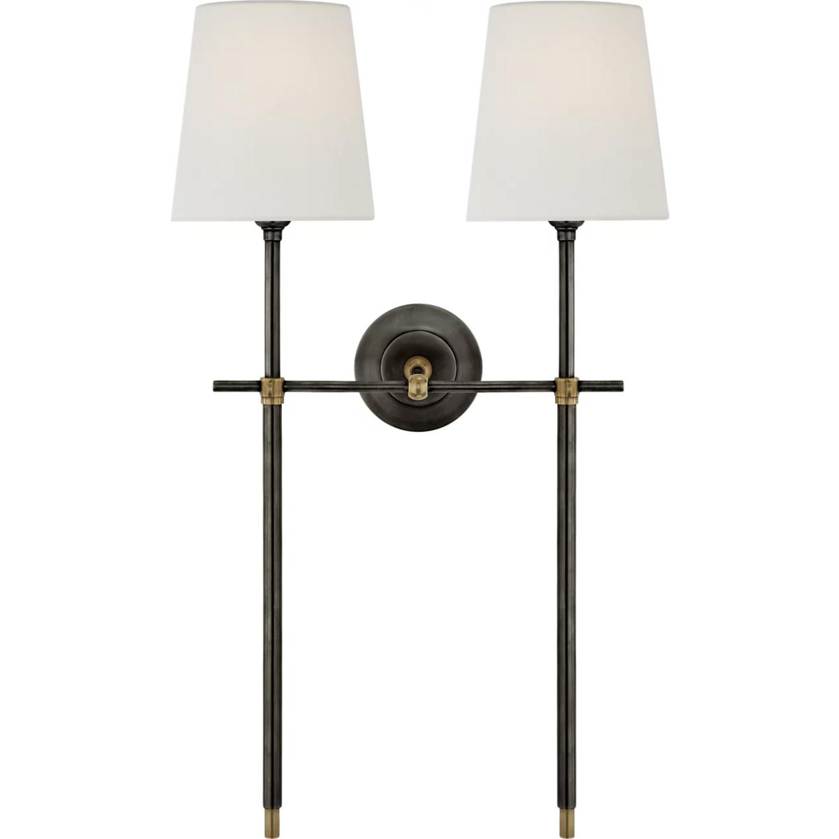 Visual Comfort Signature Collection TOB2025BZ/HAB-L Thomas O'Brien Bryant 2 Light 16 inch Bronze and Hand-Rubbed Antique Brass Double Tail Sconce Wall