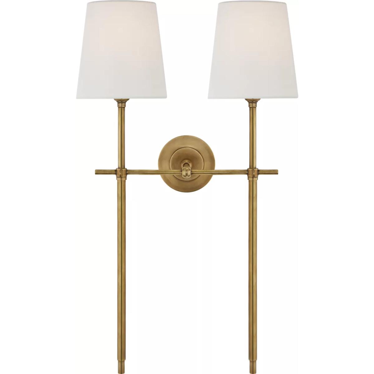 Visual Comfort Signature Collection TOB2025HAB-L Thomas O'Brien Bryant 2 Light 16 inch Hand-Rubbed Antique Brass Double Tail Sconce Wall Light in Line