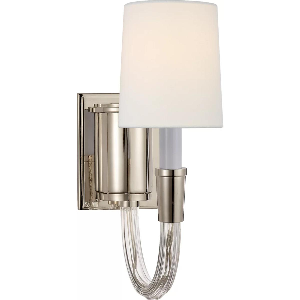 Visual Comfort Signature Collection TOB2032PN-L Thomas O'Brien Vivian 1 Light 4 inch Polished Nickel Single Sconce Wall Light in Linen