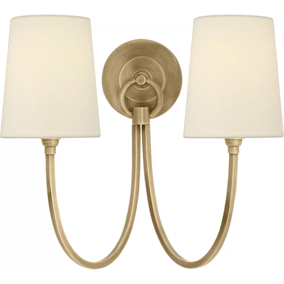 Visual Comfort Signature Collection TOB2126HAB-L Thomas O'Brien Reed 2 Light 15 inch Hand-Rubbed Antique Brass Double Sconce Wall Light in Linen