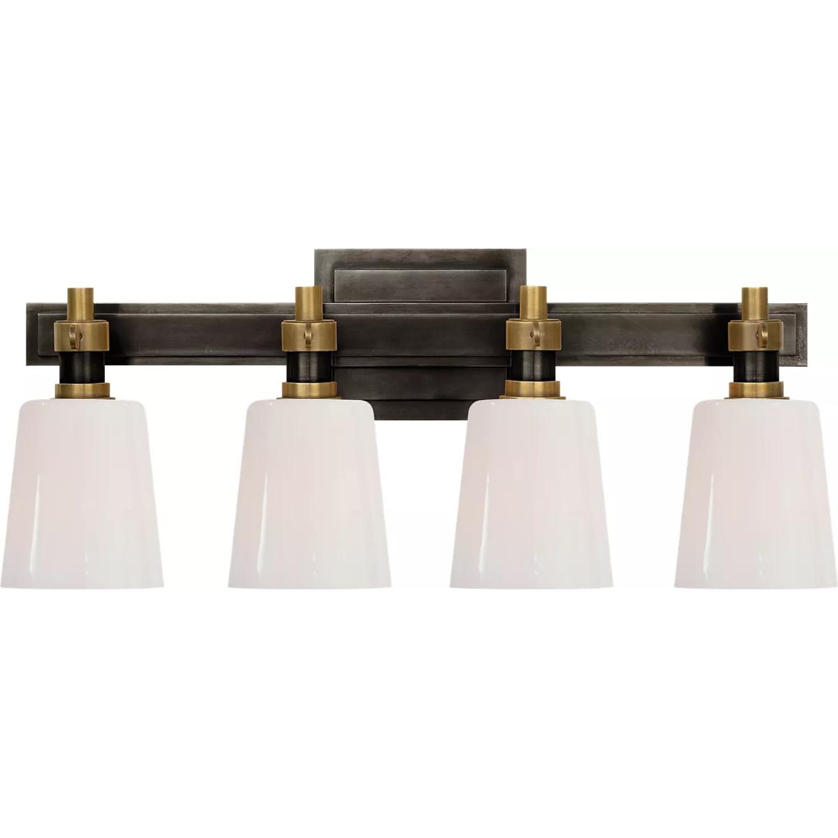 Visual Comfort Signature Collection TOB2153BZ/HAB-WG Thomas O'Brien Bryant2 4 Light 19.5 inch Bronze and Hand-Rubbed Antique Brass Bath Sconce Wall Li