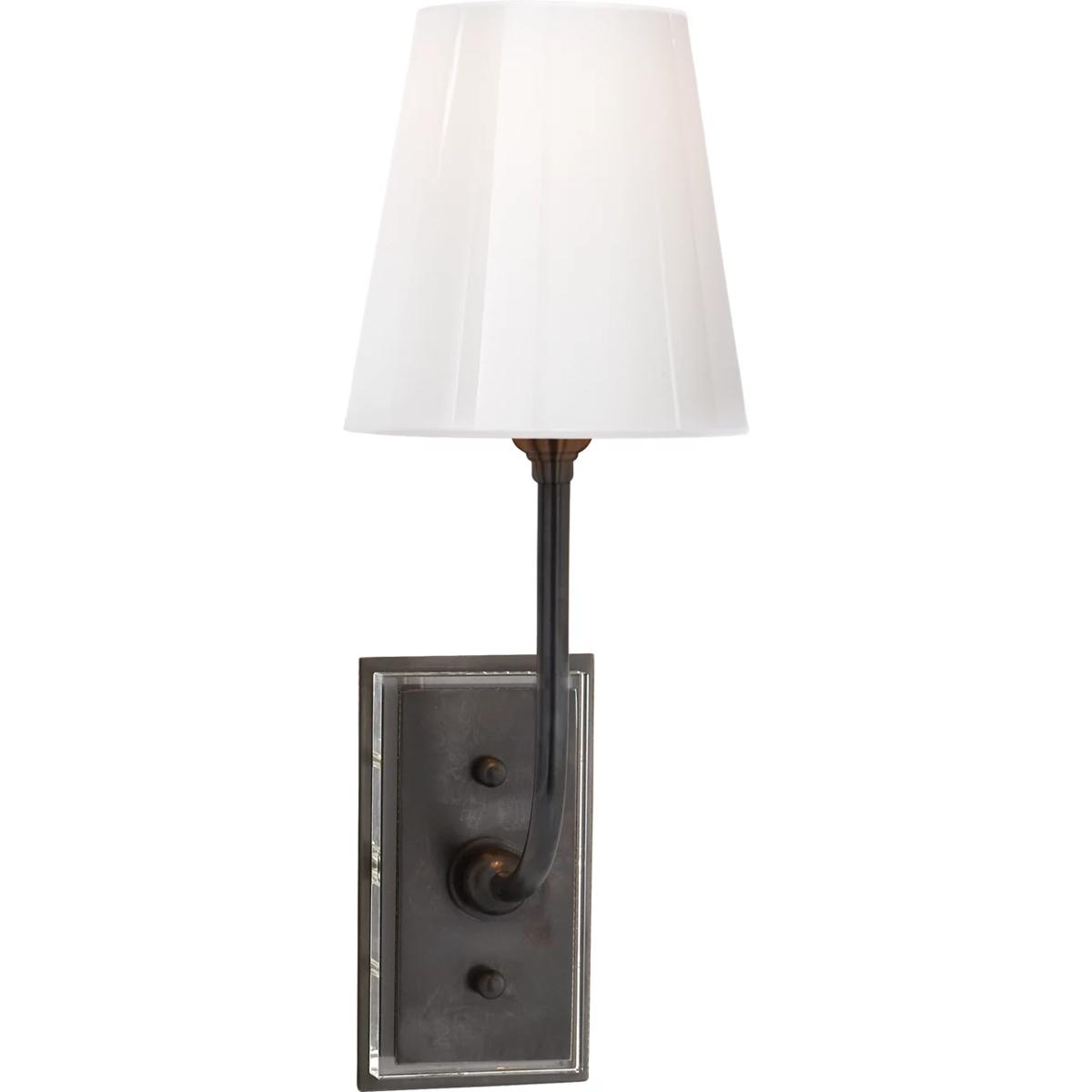 Visual Comfort Signature Collection TOB2190BZ-WG Thomas O'Brien Hulton 1 Light 6 inch Bronze Bath Sconce Wall Light in White Glass