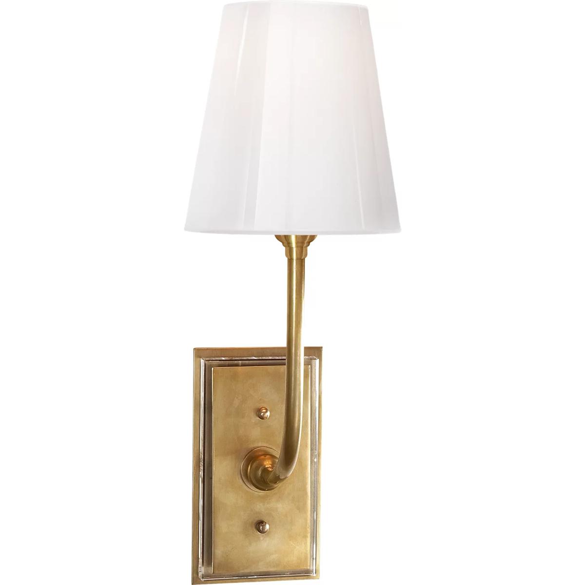Visual Comfort Signature Collection TOB2190HAB-WG Thomas O'Brien Hulton 1 Light 6 inch Hand-Rubbed Antique Brass Bath Sconce Wall Light in White Glass