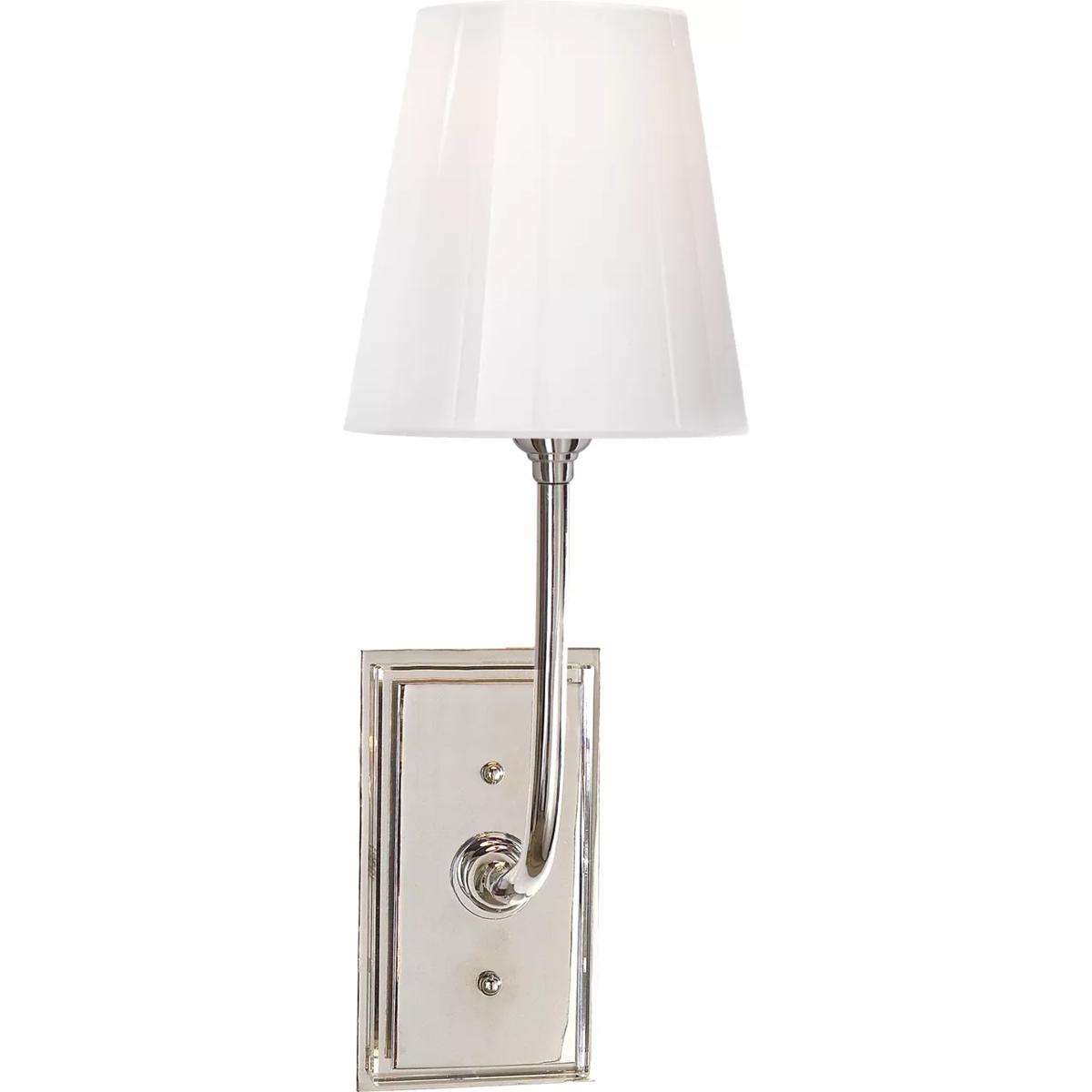 Visual Comfort Signature Collection TOB2190PN-WG Thomas O'Brien Hulton 1 Light 6 inch Polished Nickel Bath Sconce Wall Light in White Glass
