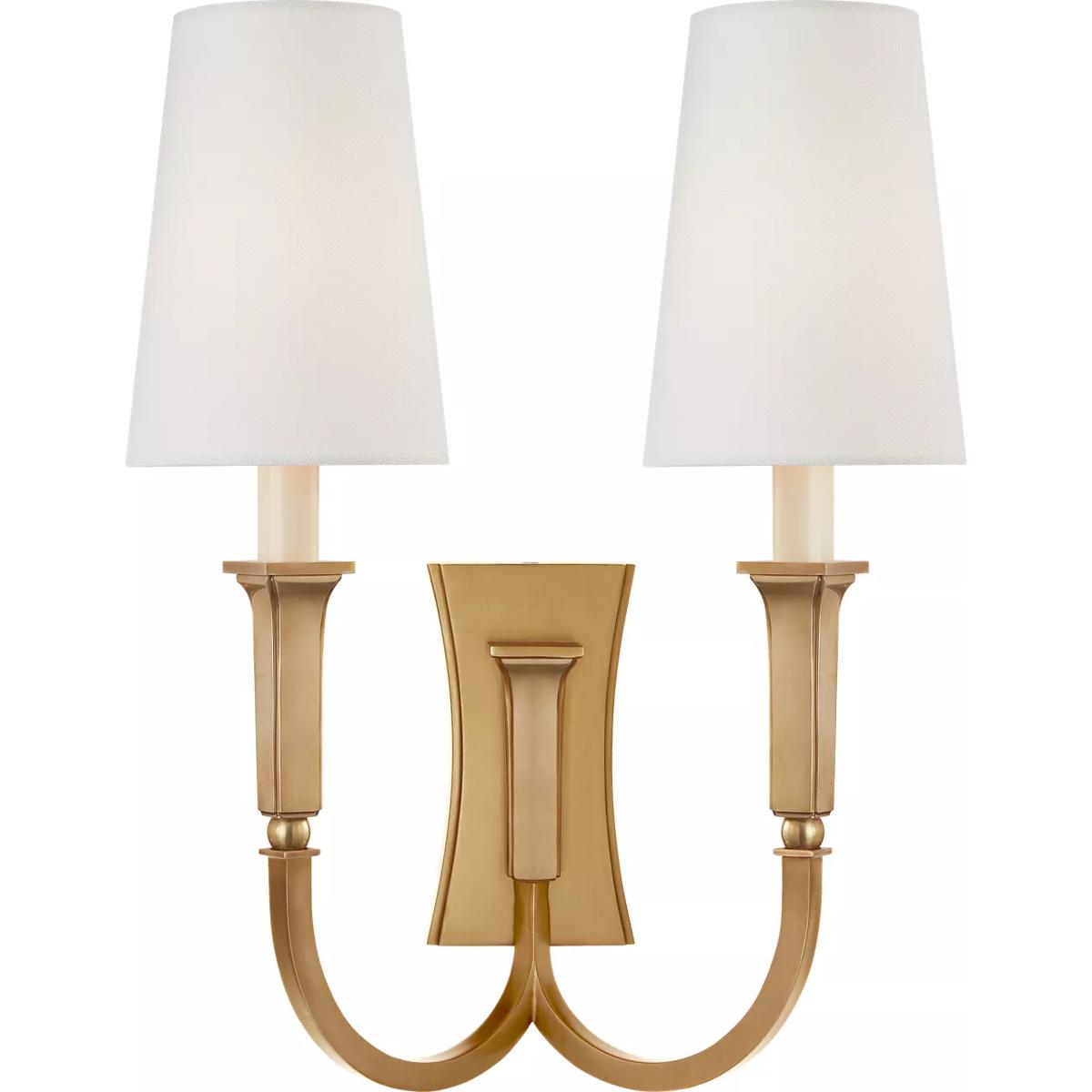 Lighting New York R-TOB2273HAB-L Visual Comfort Thomas OBrien Delphia 2 Light 5 inch Hand-Rubbed Antique Brass Double Arm Sconce Wall Light, Large TOB
