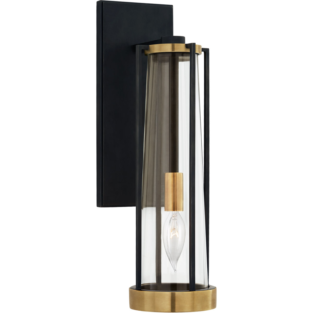 Visual Comfort Signature Collection TOB2275BZ/HAB-CG Thomas O'Brien Calix 1 Light 4.5 inch Bronze and Brass Bracketed Bath Sconce Wall Light in Clear