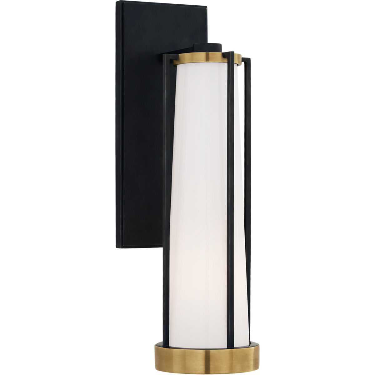 Visual Comfort Signature Collection TOB2275BZ/HAB-WG Thomas O'Brien Calix LED 4.5 inch Bronze and Brass Bracketed Bath Sconce Wall Light in White Glas