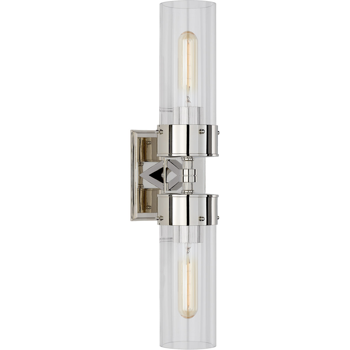 Visual Comfort Signature Collection TOB2315PN-CG Thomas O'Brien Marais 2 Light 4.75 inch Polished Nickel Double Bath Sconce Wall Light in Clear Glass,