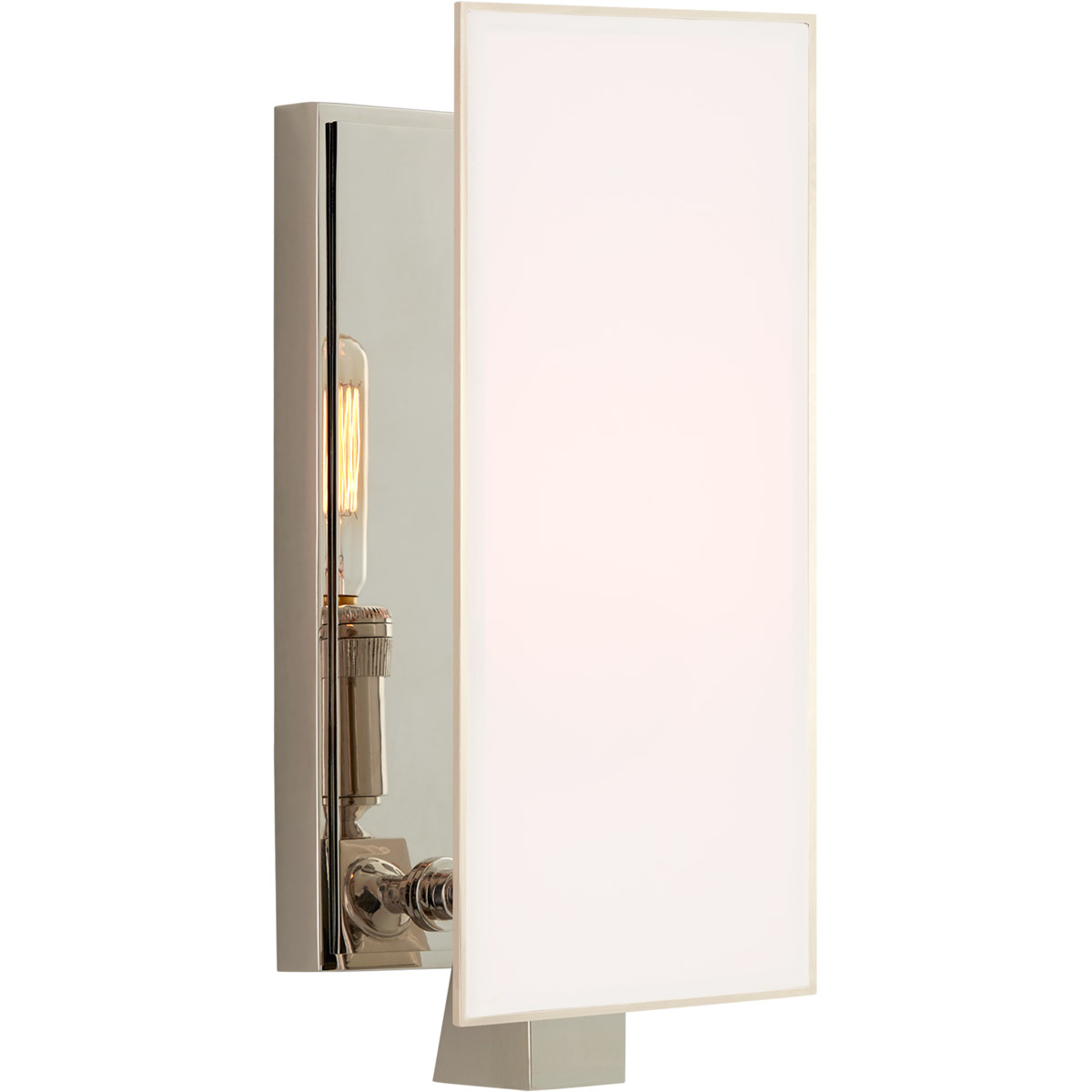 Visual Comfort Signature Collection TOB2340PN-WG Thomas O'Brien Albertine 1 Light 3.5 inch Polished Nickel Sconce Wall Light in White Glass, Petite