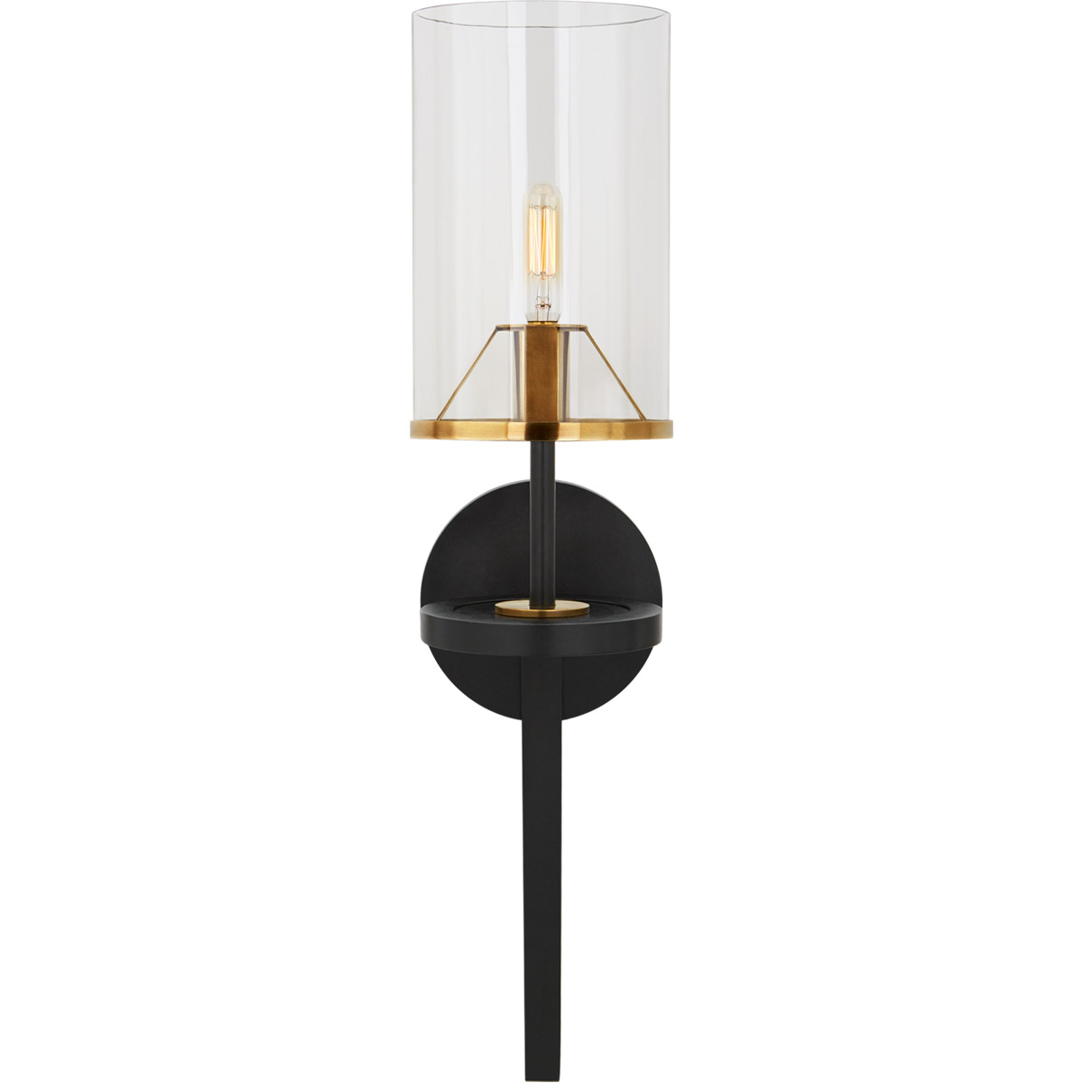 Visual Comfort Signature Collection TOB2502BK/HAB-CG2 Thomas O'Brien Vivier 1 Light 5.25 inch Blackened Iron and Hand-Rubbed Antique Brass Single Scon