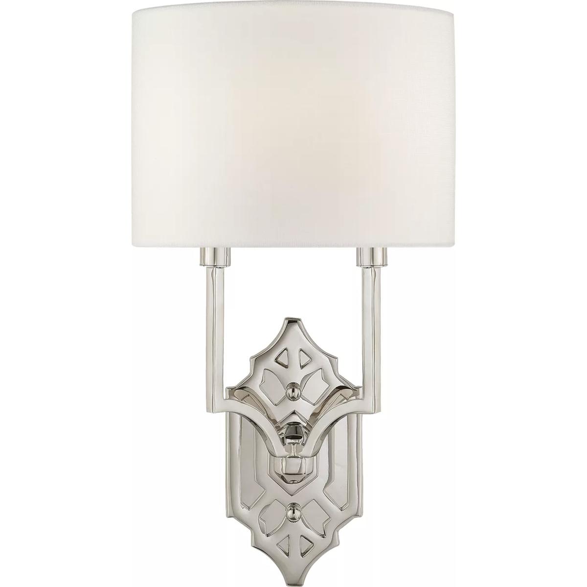 Visual Comfort Signature Collection TOB2600PN-L Thomas O'Brien Silhouette 2 Light 8.75 inch Polished Nickel Fretwork Sconce Wall Light in Linen