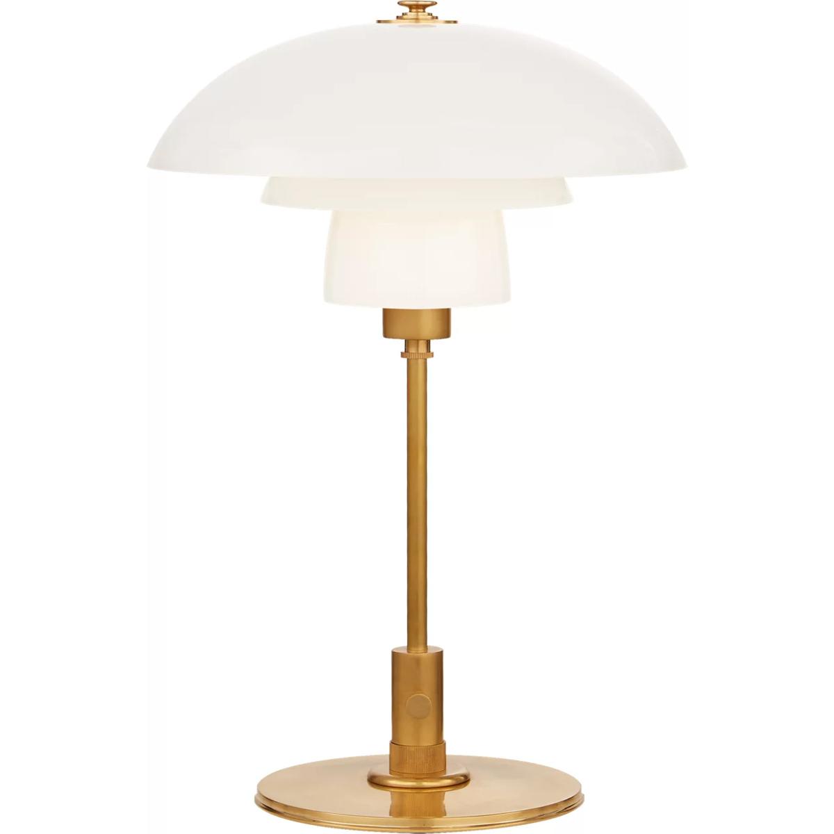 Visual Comfort Signature Collection TOB3513HAB-WG Thomas O'Brien Whitman 19 inch 60 watt Hand-Rubbed Antique Brass Desk Lamp Portable Light in White G